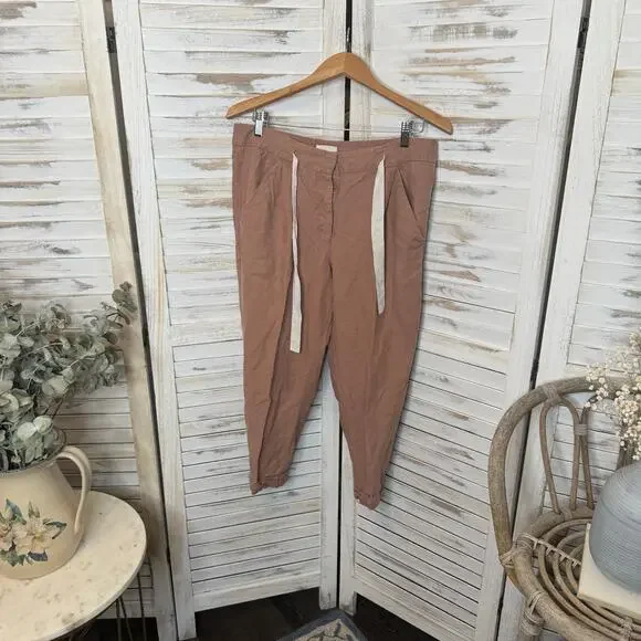 WILFRED ARITZIA Women's 8 Allant Linen Pants Cropped Waist Tie Moroccan Spice - Picture 5 of 16